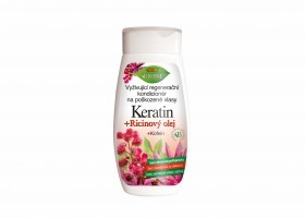 Vyživující regenerační kondicionér na poškozené vlasy KERATIN + RICINOVÝ OLEJ 260 ml